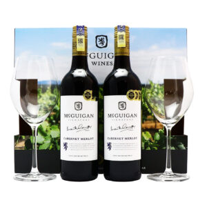 McGuigan Signature Cabernet Merlot Gift Pack (2 Bottles + 2 Glasses)